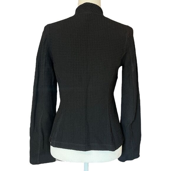 Eileen Fisher Black Waffle Knit Textured Jacket Womens Petite Small - Picture 2 of 7